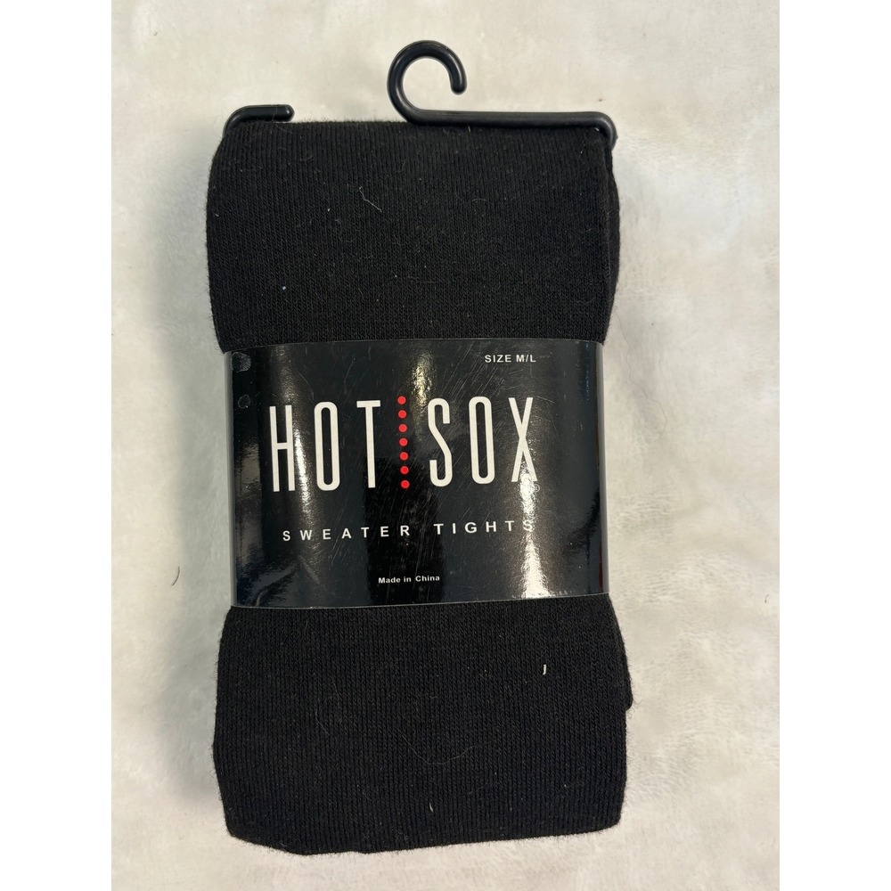 Hot Sox Black Sweater Tights Size M/L Solid Knit Warm Winter Hosiery New